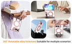 For iPhone Duo Transparent Magnetic Case For MagSafe 360° Rotating Bracket Hinge Protection Cover With Tempered Glass Film