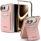 Matte PU Leather Card Phone Case For iPhone Duo 18 Fold Electroplated Frame Foldable Kickstand Drop Protection Cover
