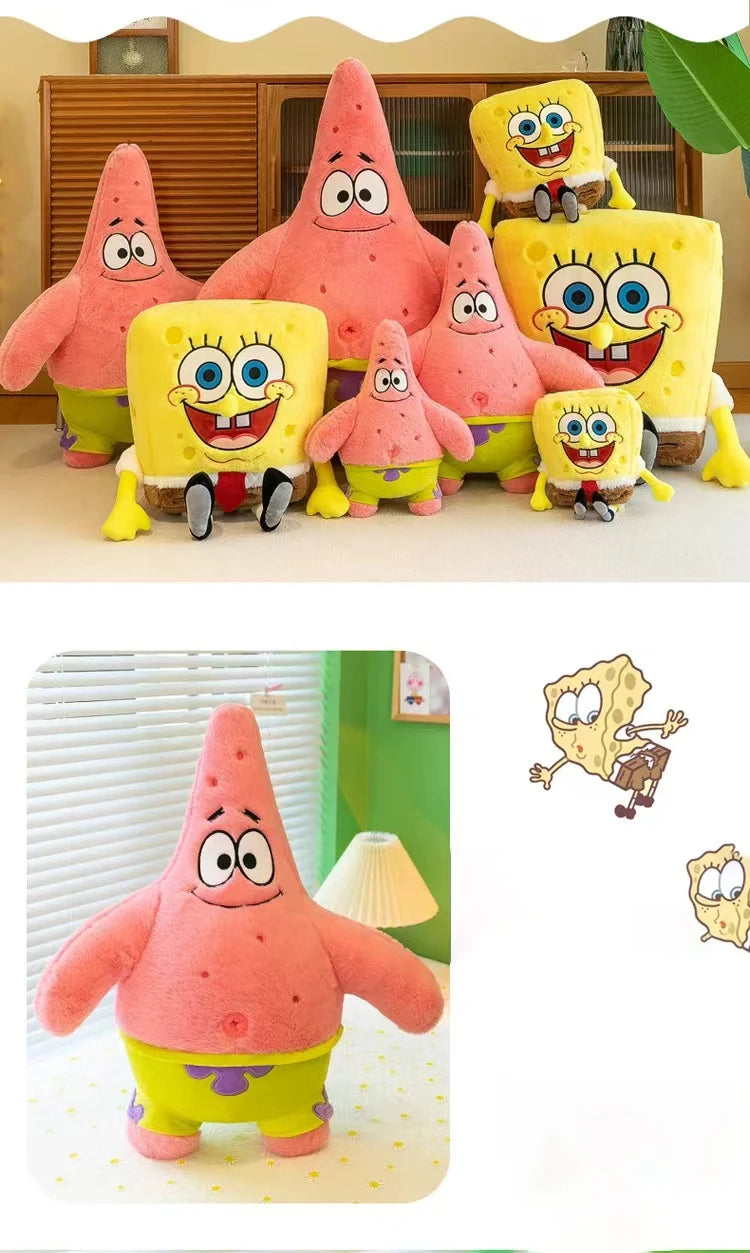 35-100CM SpongeBob Doll SquarePants Patrick Star Plush Anime Cartoon Toy Soft Cute Stuffed Collection Children's Birthday Gift