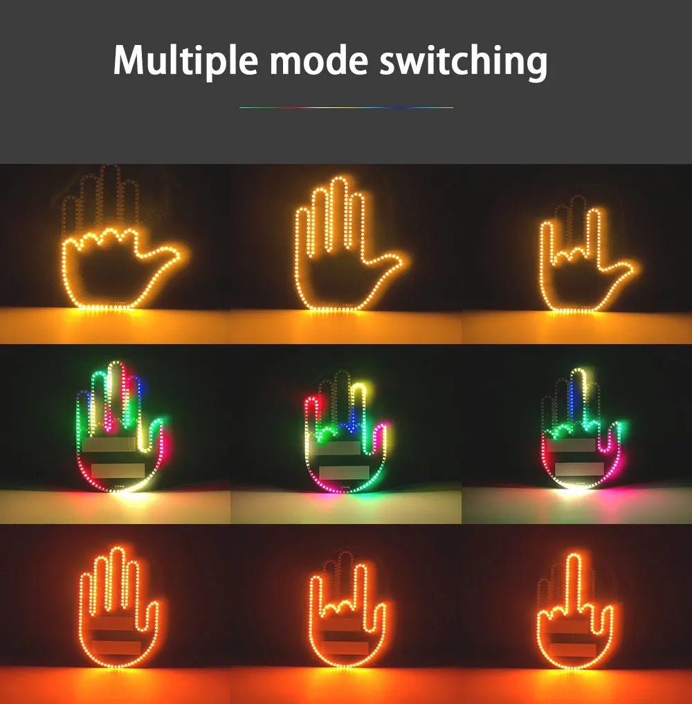 Car Gesture Light with Remote Control – Funny LED Palm Light for Road Rage Reactions
