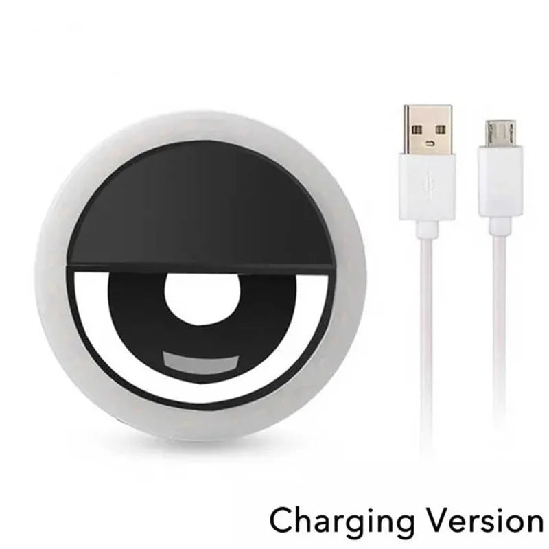 1 USB-Ladekabel LED Selfie-Ringlicht Einstellbare Helligkeit Handy-Kamera-Fülllicht für iPhone Samsung Xiaomi Huawei