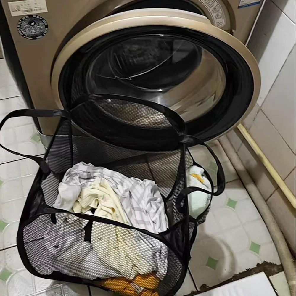 1-10Pcs Collapsible Laundry Basket Dirty Clothes Mesh Pop Up Hamper Storage Basket Toy Storage Bag for Home Bathroom Dorm Travel