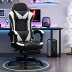 Ergonomic Racing Gaming Chair Adjustable Swivel PU Leather with Headrest and Lumbar Support for Office Computer Living Room