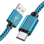 Nylon Data Cable Fast Charger USB A to Type C Charging Cable For Huawei Samsung Android Phone TypeC Charging Device 1M 2M 3M
