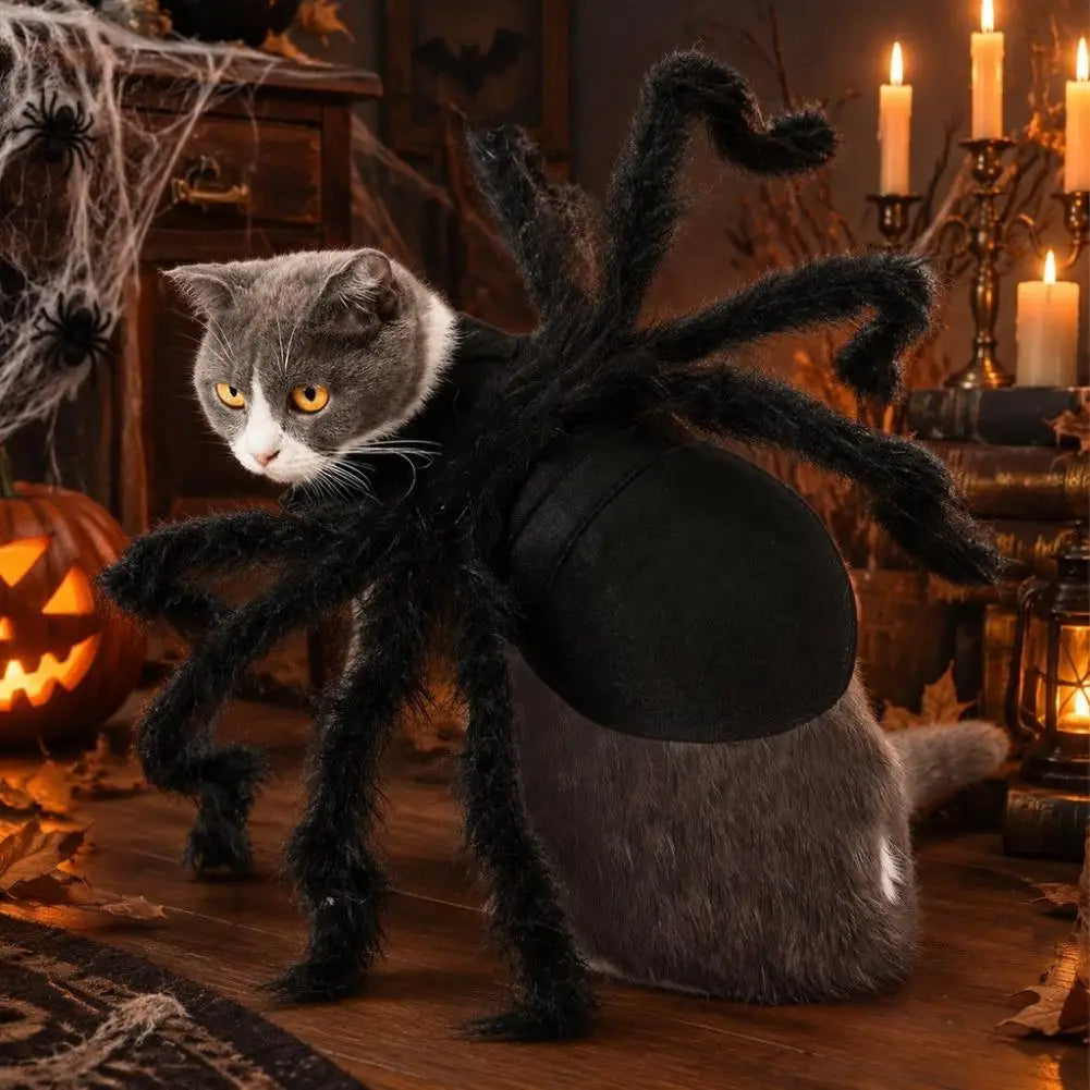 Halloween Pet Spider Costume Funny Realistic Furry Dog Cat Clothes Cosplay Chest Back Outfit Party Costume for Small Medium Dogs
