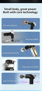 Mini Massage Gun with 4 Replaceable Massage Head Powerful Muscle Massager for Relaxation Deep Tissue Percussion Massage Machine