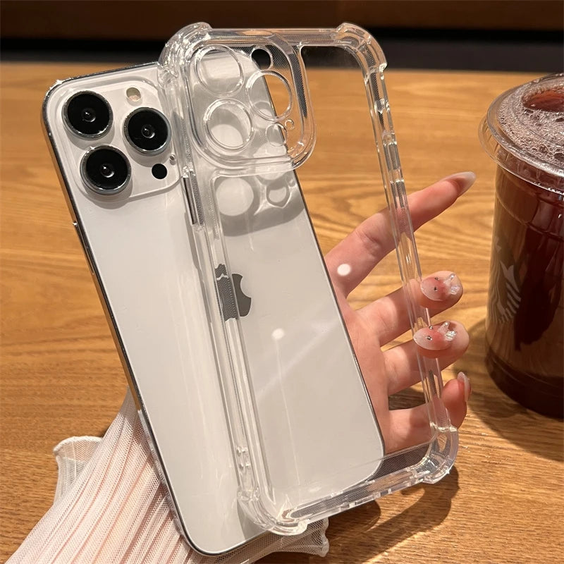 Luxury Shockproof Transparent Case For iPhone 17 16 15 14 13 12 11 Pro Max X Xs XR Max 7 8 Plus SE Clear Soft Bumper Cases Cover