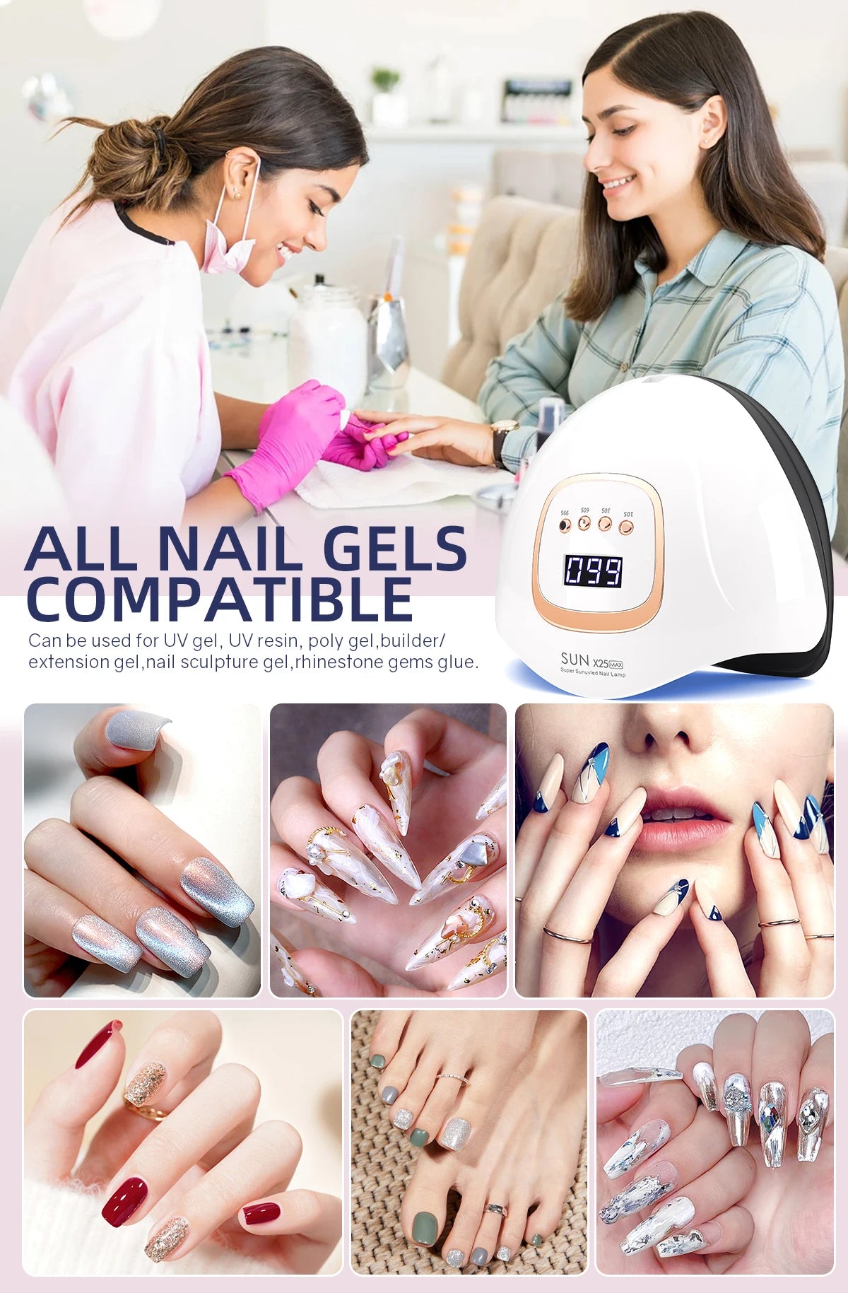 SUN X25MAX 81LED UV Lamp for Nails Drying Quick Curing All Gel Nail Polish Professional Powerful UV Light Dryer Manicure Salon