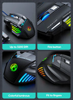 4-Keys Gaming Wired Optical Mouse RGB Backlit 3200DPI Adjustable Ergonomic Design Gamer Mouse For PC Computer Laptop Tablet