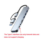 8 in 2 USB +Type C HUB Docking Station with 3.5mm Audio Jack Adapter for Micro SD Card Reader Laptop Tablet Phone Disk Converter