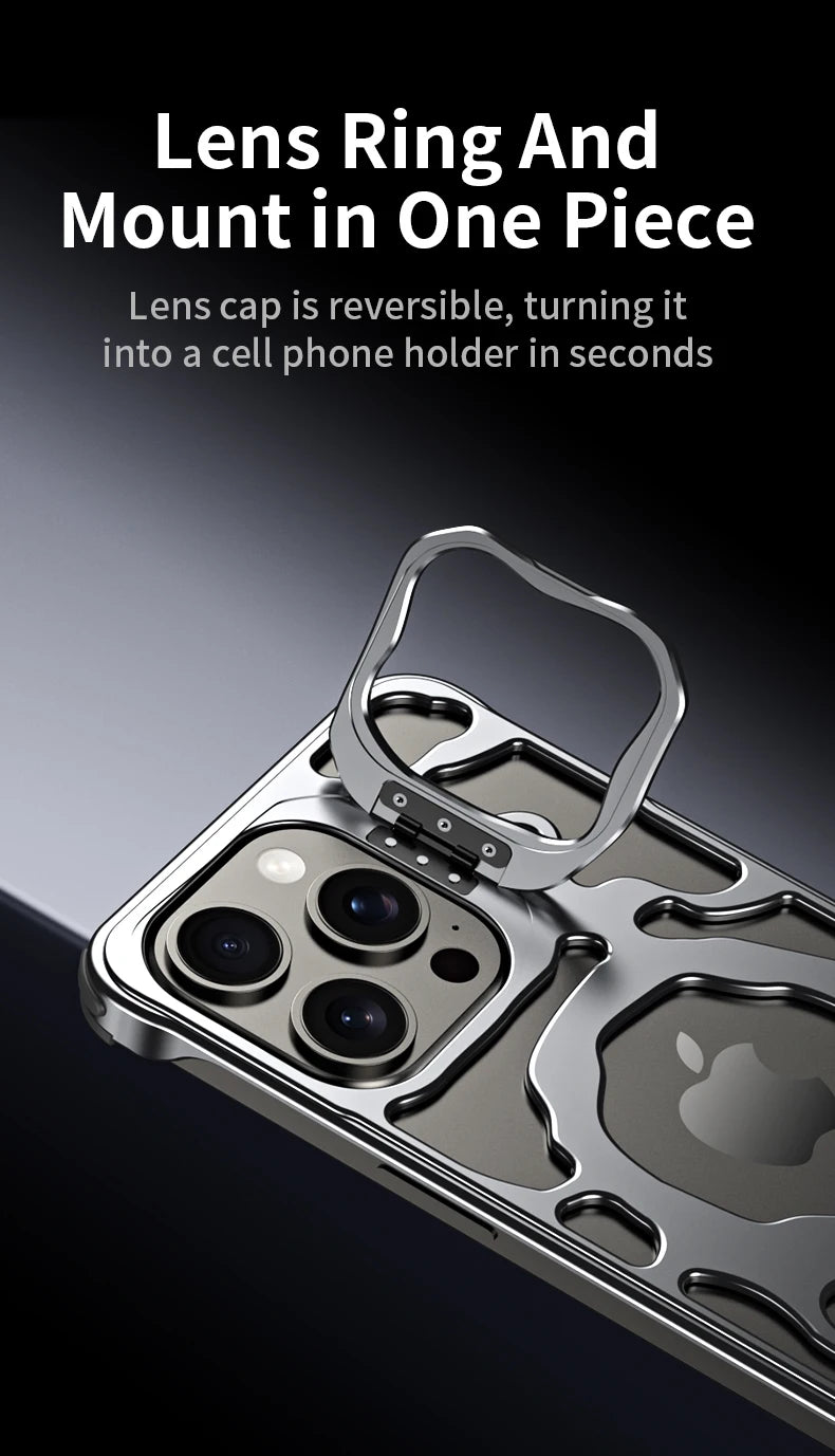 Titanium Aluminum Case for iPhone 16 15 14 13 Pro Max MagSafe Cooling Cover