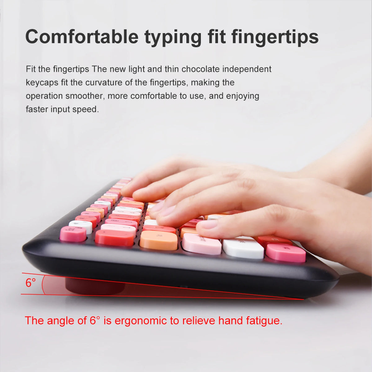 MOFii Wireless Keyboard & Mouse Combo, Cute Macaron Cat Paw Round Keycaps Silent Office Set for Laptops and Desktops