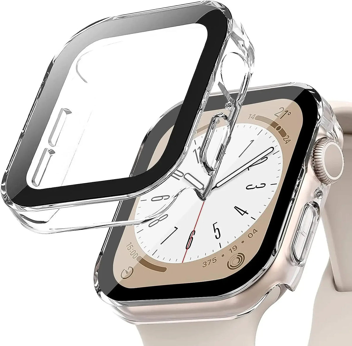 Tempered Glass+Cover For Apple Watch 11 10 9 8 7 46mm 42mm PC Bumper Screen Protector Case iWatch Series 7 6 5 4 SE3 44 40 45mm