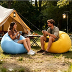Inflatable Lazy Sofa Folding Portable Air Chair Flocking Surface Comfortable Lounge Seat for Living Room Outdoor Camping Beach