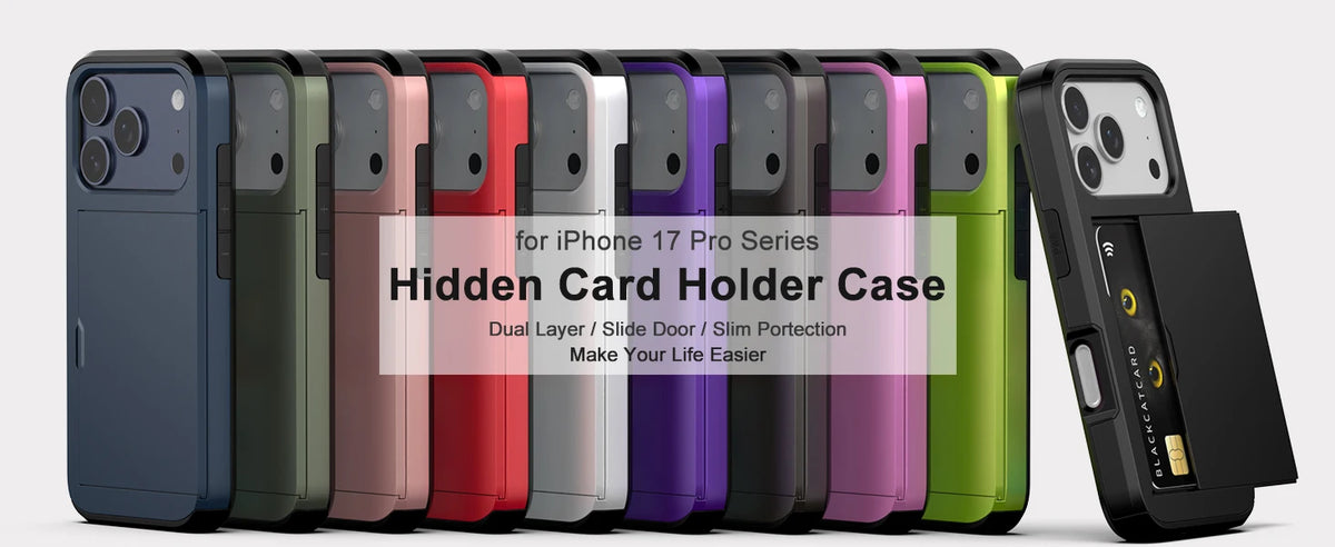 Case For iPhone 18 Pro Max 18 Pro 17 Pro Max 17 17e 16e Wallet Card Holder Slide Slot Slim Hard PC Heavy Duty Protective Cover