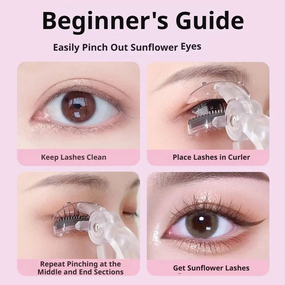 PRETTY Frameless Eyelash Curler Wide Angle Lash Curler with Comb Teeth Silicone Pad No Pinching Makeup Tool for Women