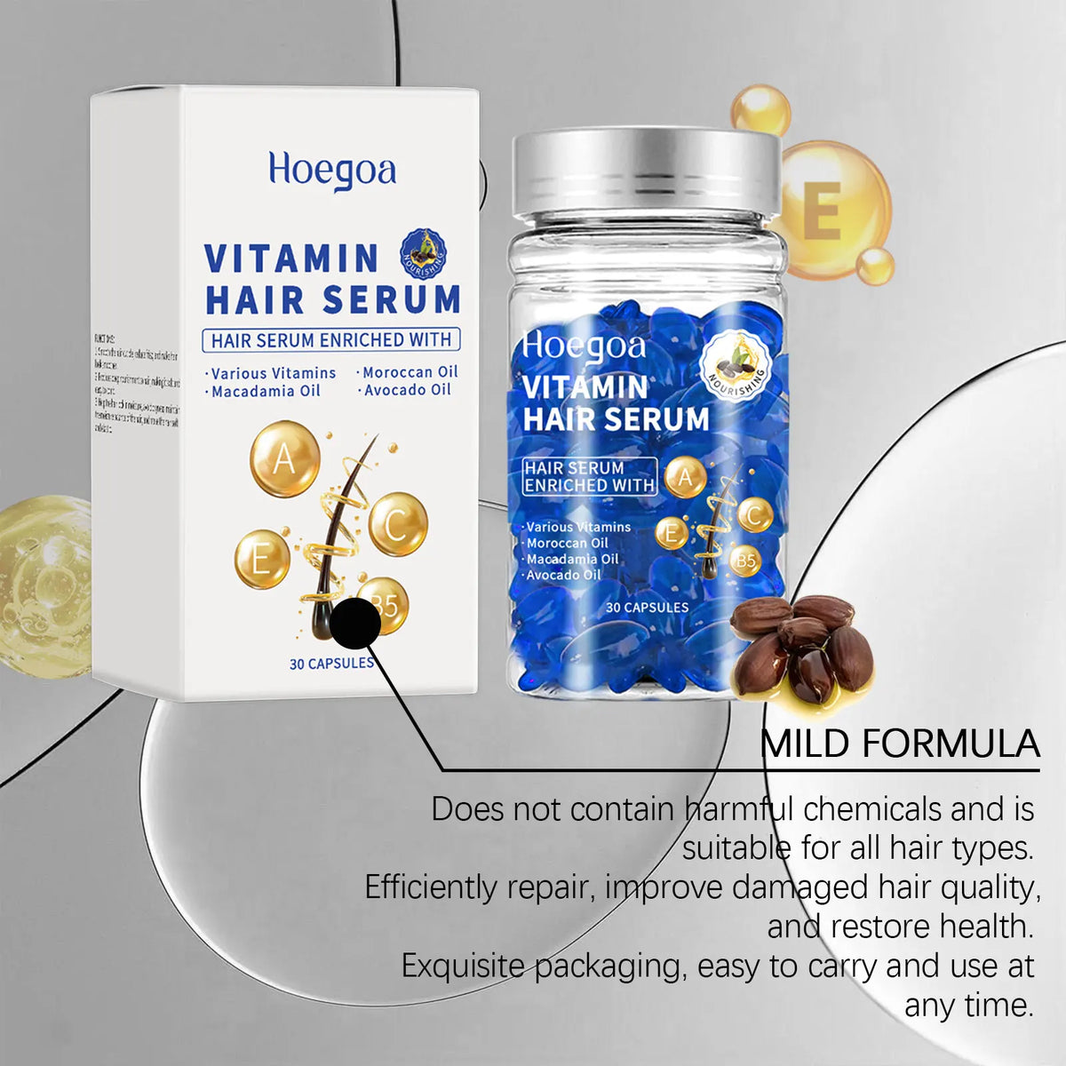 30PCS Vitamin Hair Care Capsules Moisture Serum Repair Hair Splitting Improvement Fast Restore Hair Soft Smooth Scalp Hair Care