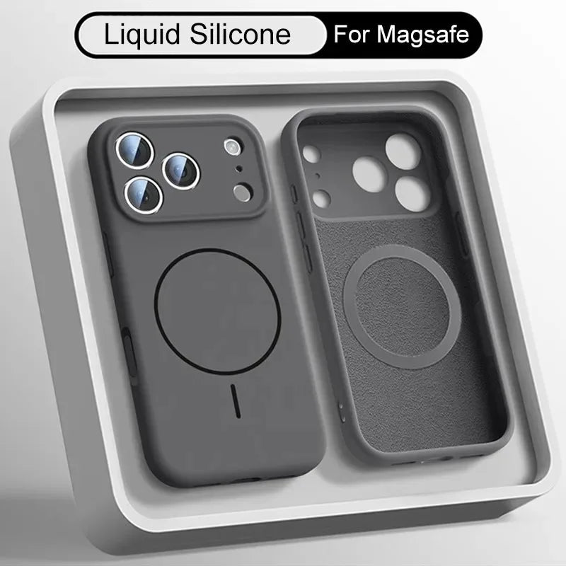 Magnetic Original Liquid Silicone For Magsafe Phone Case For iPhone 18 17 16 15 14 13 Pro Max 16 Plus 17Air Skin Feel Soft Cover