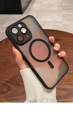 Magnetic Luxury Lens Protector Matte Translucent Case For iPhone 17 18 16 15 14 13 12 Pro Max For Magsafe Wireless Charger Cover