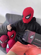 2026 Popular Breathable Spider Man Headset with Chin Operable Blink Touch Glowing Mask Miles Halloween Cosplay Boys Headgear Toy