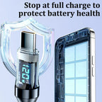 NNBILI 100W USB C 120W USB A Charging Cables with LED Display Screen, USB C=C-C，USB A=A-C, Not for Xiaomi iPhone Samsung