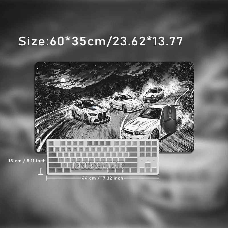 Black And White Drift Cars Mouse Pad Gamer XL HD Home Large New Mousepad XXL keyboard pad Carpet Gaming laptop Desktop Mouse Pad
