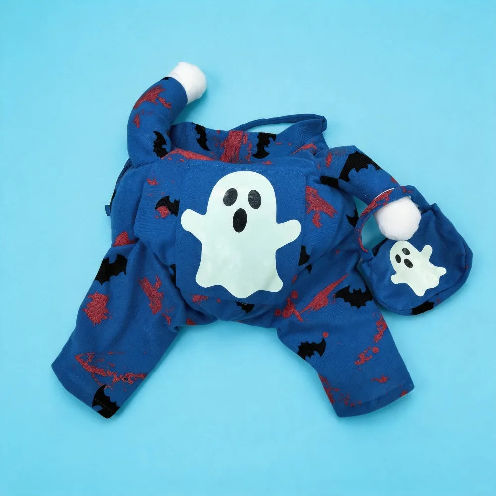 Halloween Dog Clothes Pet Costume Funny Cosplay Outfit with Fluorescent Ghost Cute Dog Cat Dress Up Festive Party Apparel Set