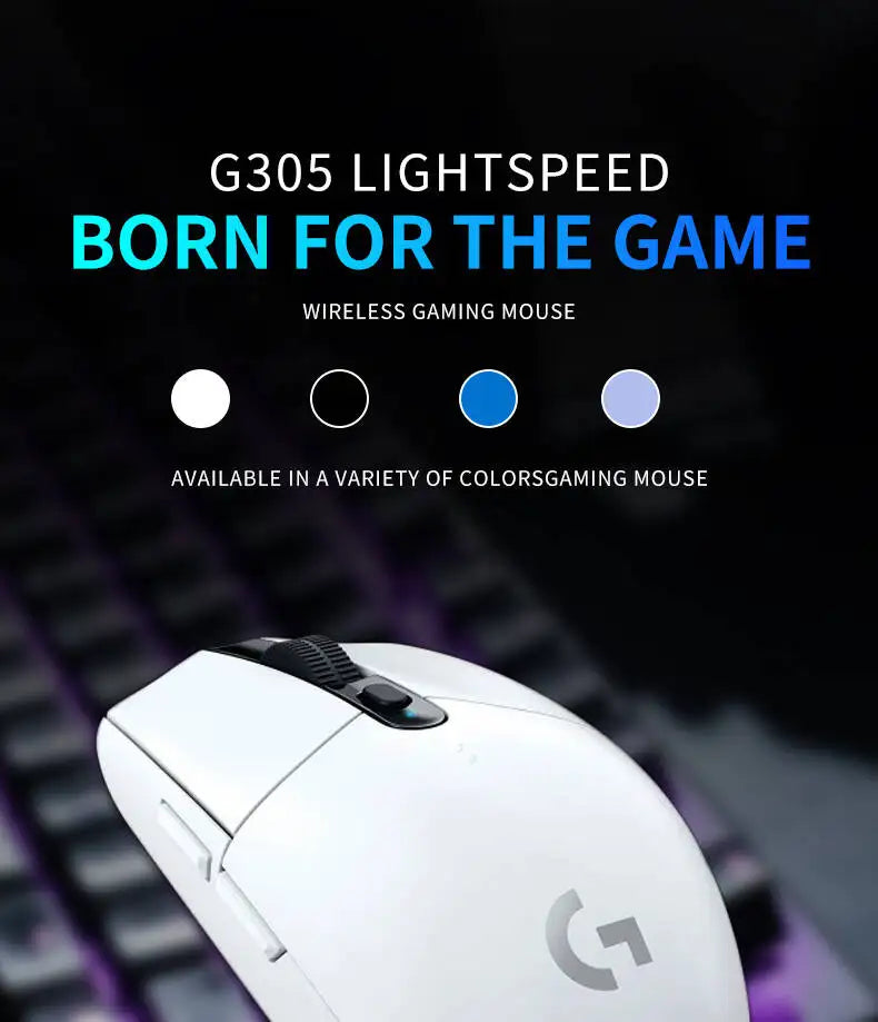Wireless Gaming Mouse Logitech G305 LIGHTSPEED, 12000 DPI HERO, 6 Buttons, 250hr Battery, 99g, PC Mac Gamers