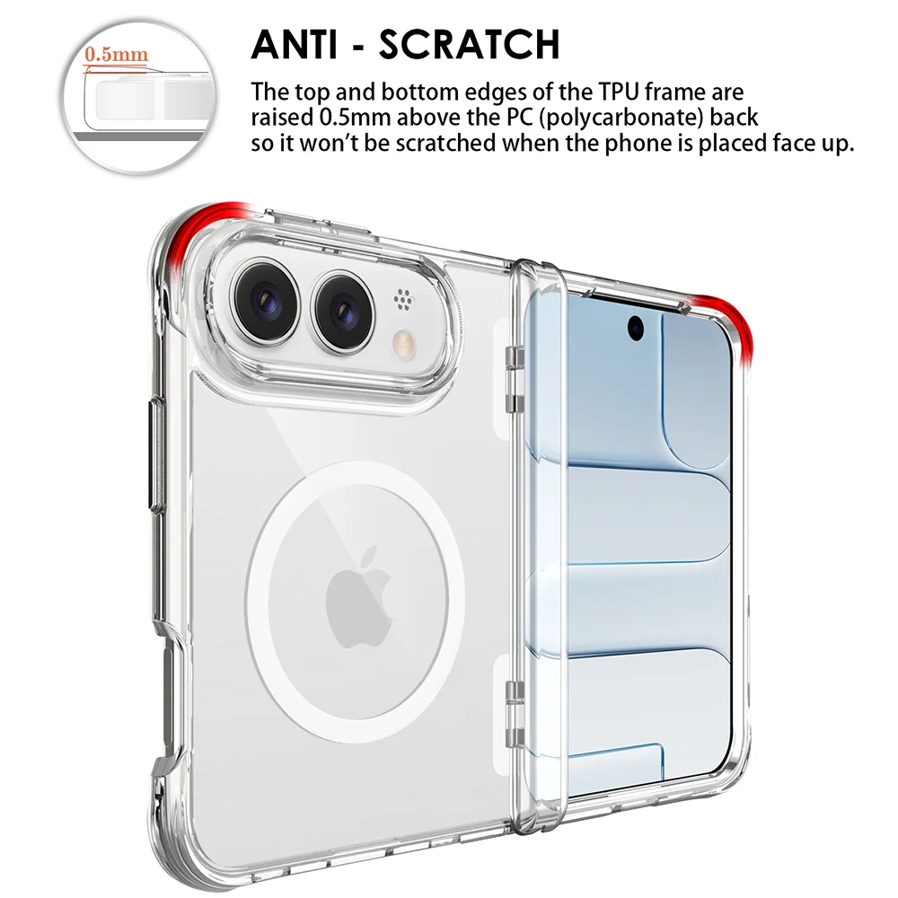 High Clear Magnetic Phone Case For iPhone Duo IPhone Duo 18 Ultra For Magsafe Wireless Charging Folding Bumper Hinge Cover