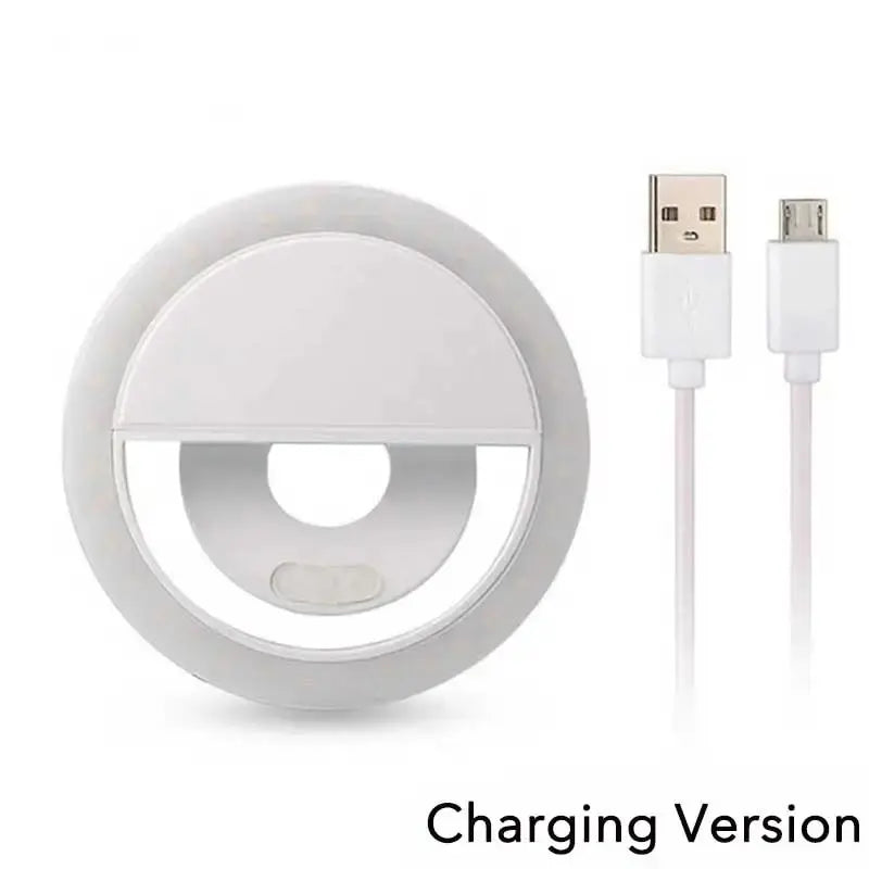1 USB-Ladekabel LED Selfie-Ringlicht Einstellbare Helligkeit Handy-Kamera-Fülllicht für iPhone Samsung Xiaomi Huawei