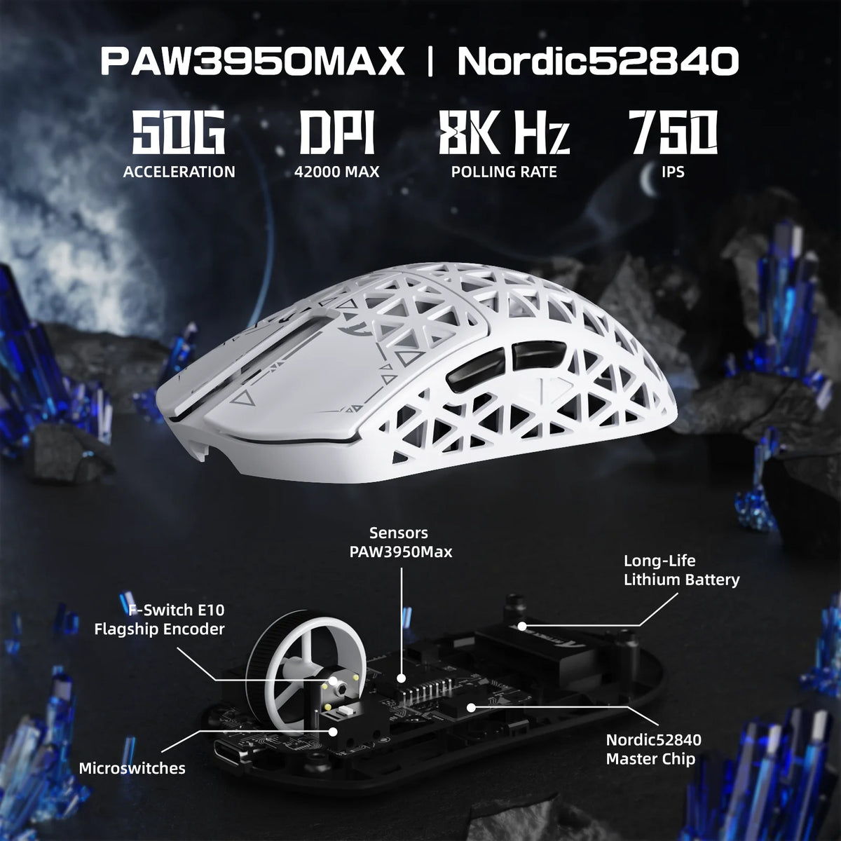 ATTACK SHARK R5 Ultra Carbon Fiber Wireless Gaming Mouse ,39g SUPERLIGHT , 8K Polling Rate, PAW3950MAX Sensor (42000 DPI),