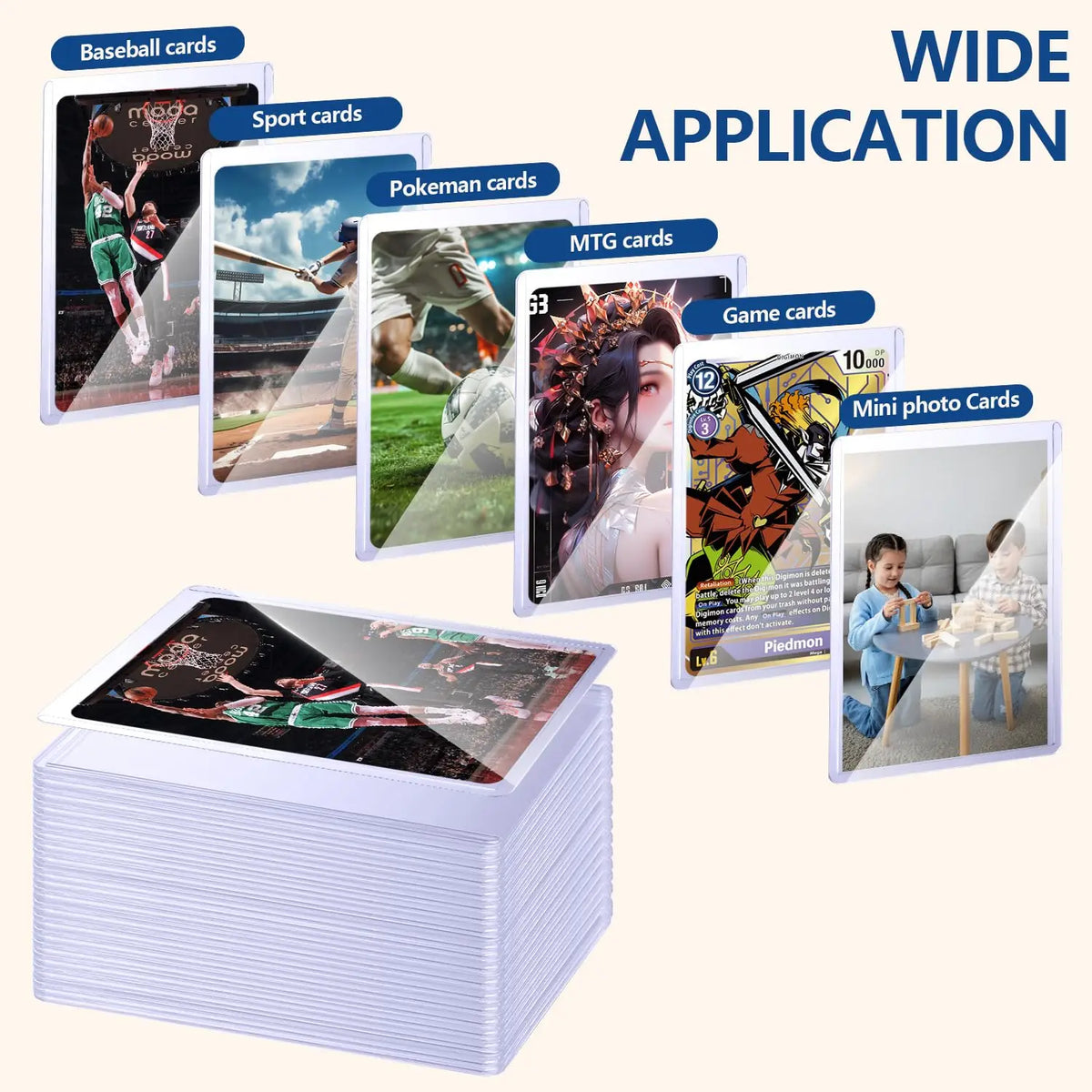 25-100pcs Hard Card Sleeves Anti Scratch Holder Protector Fit For YuGiOh Pokemon Sports Collect Cards Storage Toy