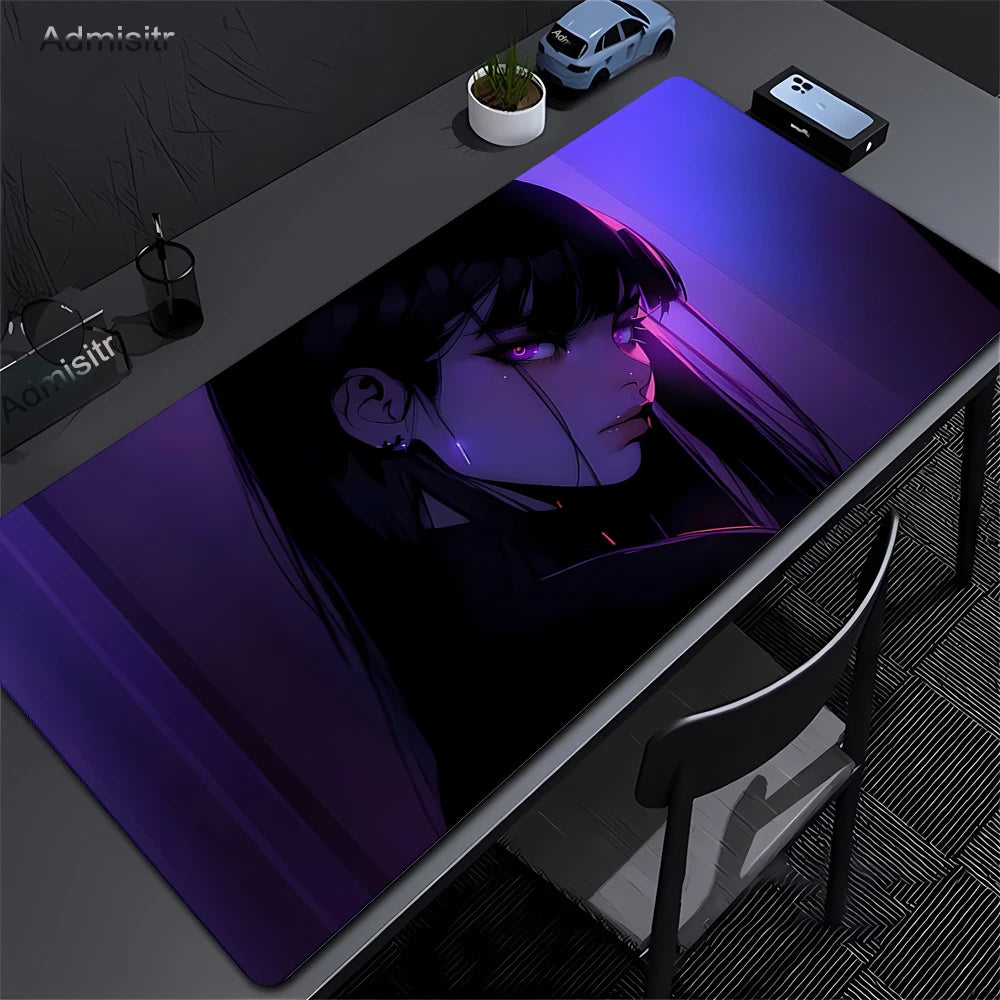 Anime Girl Purple Cute Mouse Pad XXL Laptop Gamer Cabinet Keyboard Rug Computer Kawaii Desk Mat Non-slip Large Mousepad 90x40cm