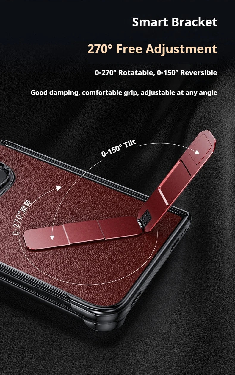 For iPhone Duo 5G Case Luxury Matte Leather Ultra-Thin Skin-Friendly Hinge Holder Folding Shockproof Hard Back Cover Accessories