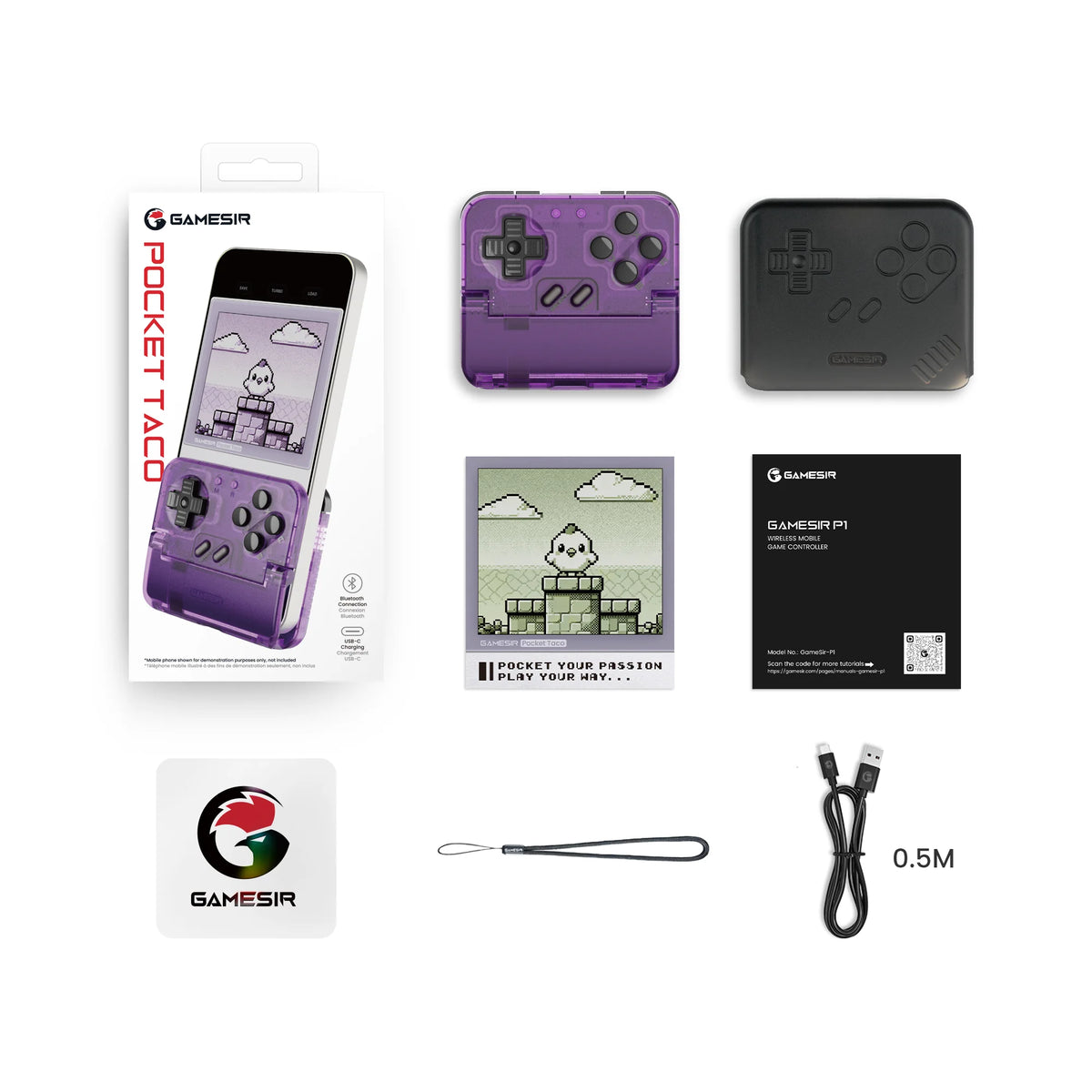 GameSir Pocket Taco Retro Gaming Mobile Controller, Vertical Handheld Gamepad for Android, Portable Bluetooth Controller