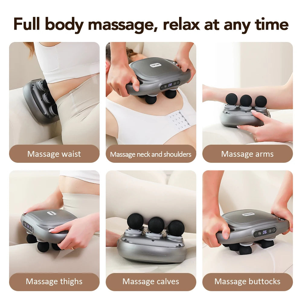 Six Head Deep Tissue Massage Gun High Frequency Vibration Muscle Relaxer