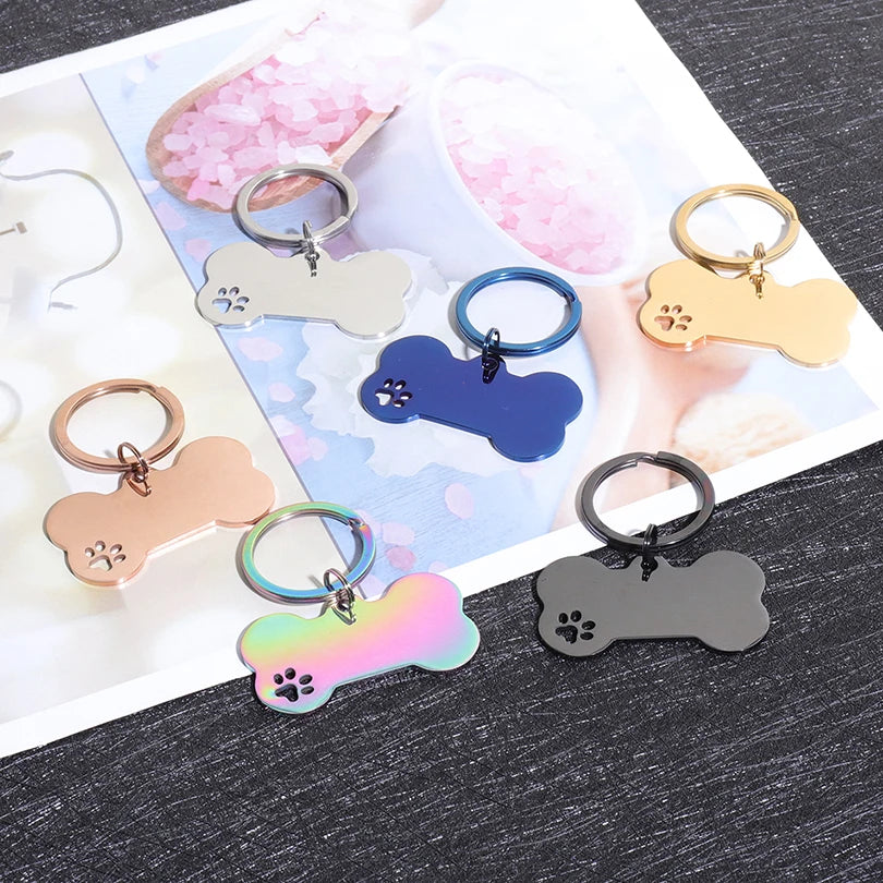 Custom Name Dog Tags Personalized Text Dog ID Tag Bone Shaped Stainless Steel Laser Engraving Anti-lost Customized Pets ID Tag