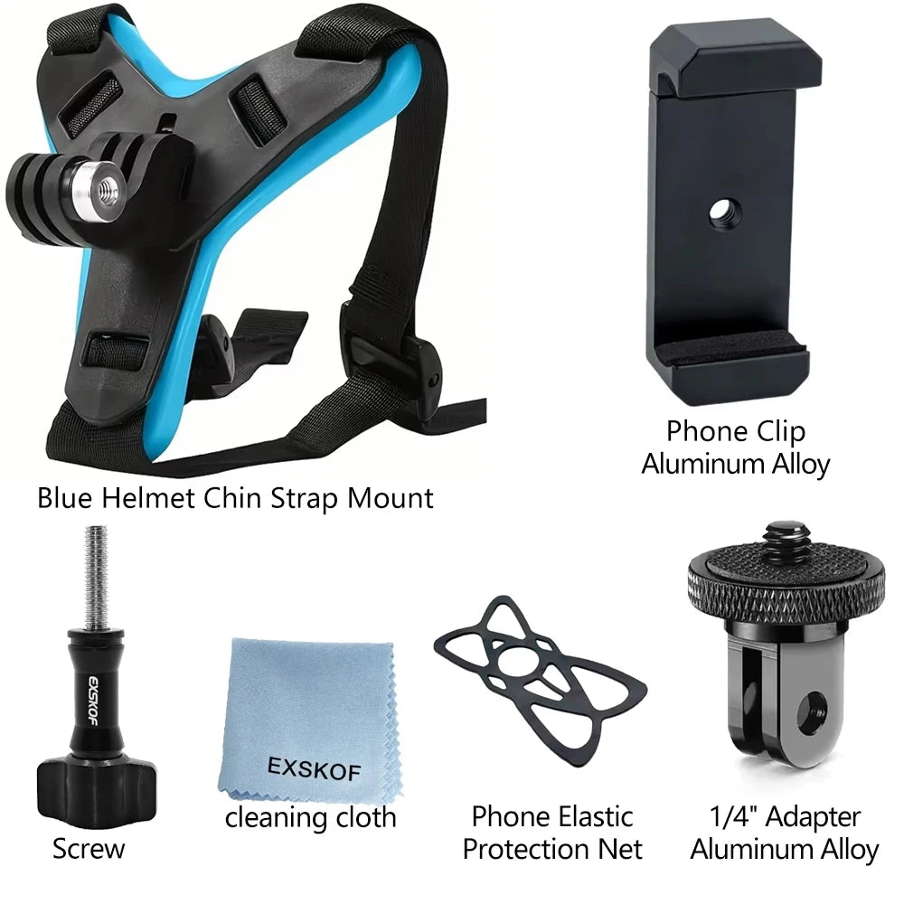 Motorcycle Helmet Chin Strap Mount for GoPro Hero 13 12 11 10 9 8 DJI Osmo Insta360 SJCAM SJ4000 AKASO Action Camera Accessories