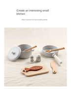 Children's Simulation Kitchen Toys, Early Education Educational Toys, Wooden Simulation Pots and Pans, Food, Role-Play Chef