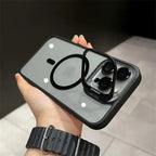 Luxury Magnetic Shockproof Phone Case For iPhone 16 15 14 13 12 17 18 Pro Max For Magsafe Funda Stand Glass Lens Protector Cover