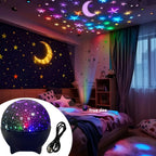 LED Night Light Starry Sky Galaxy Moon Projector Light Auto Color Changing USB 5V RGB Ambient Light for Kids Room Birthday Party