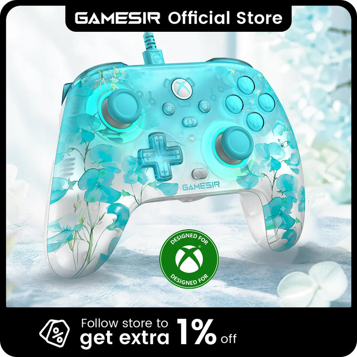 GameSir T7 Pro Floral Xbox Gaming Controller Wired Gamepad for Xbox Series X, Xbox Series S, Xbox One, with Hall Effect Joystick
