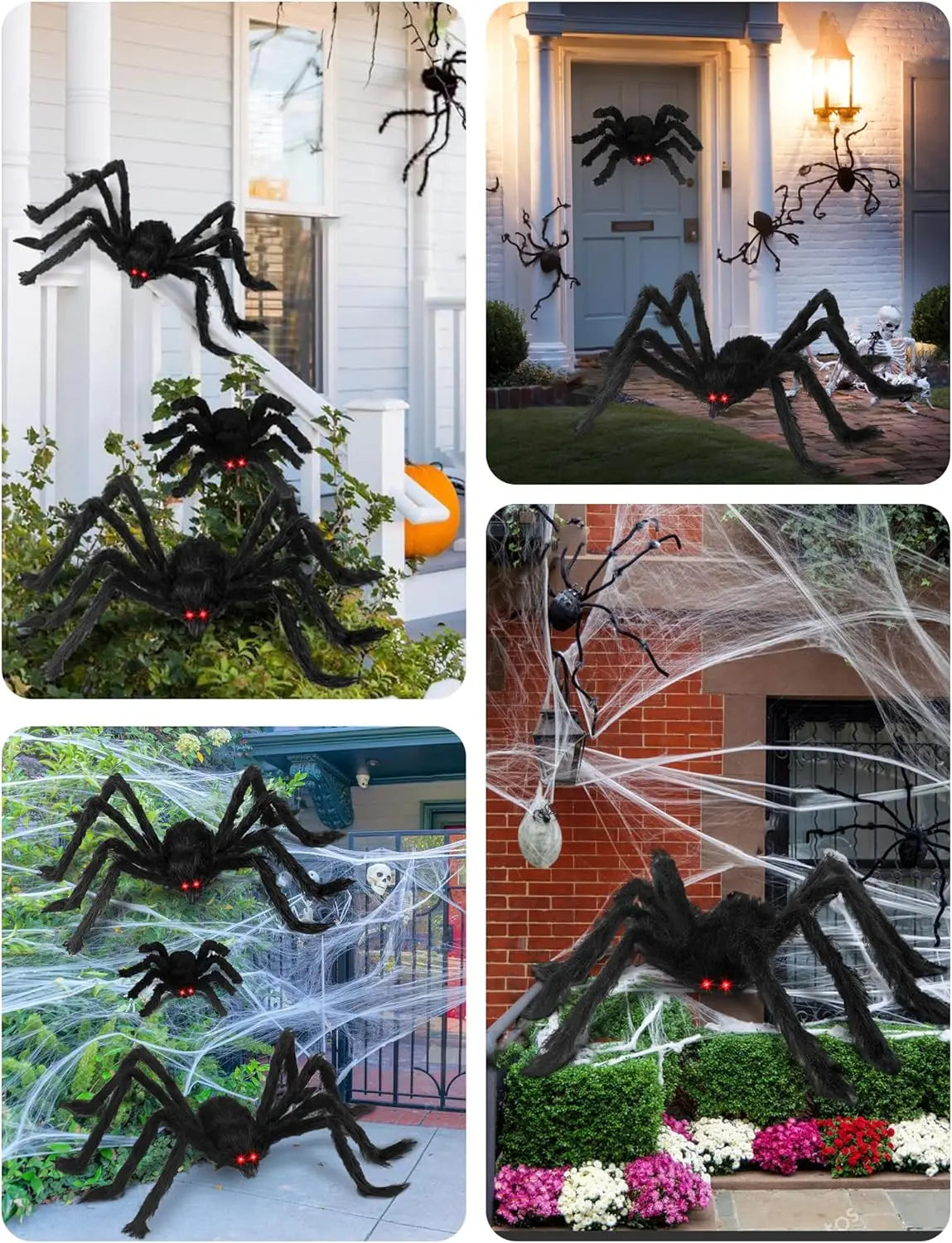 Giant Black Plush Spider Halloween Decoration 30-200cm Horror Haunted House Props Indoor Outdoor Party Scary Decor
