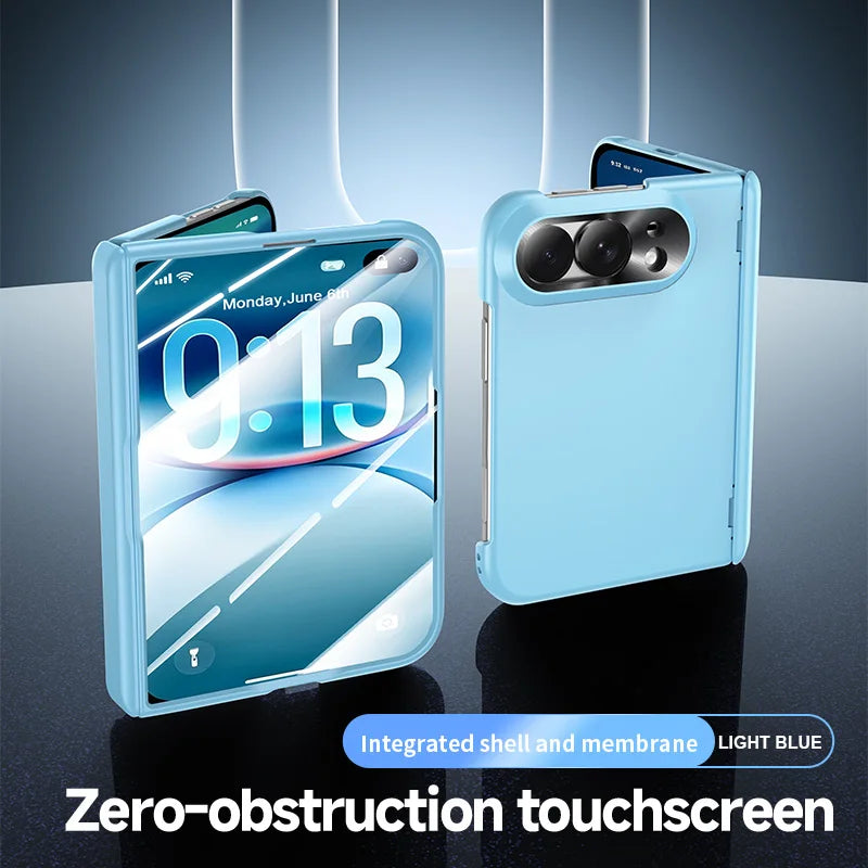 For iPhone Duo Case Luxury Matte Skin-Friendly Folding Hinge With Tempered Film Shockproof Hard Back Cover For iPhone 18 Fold