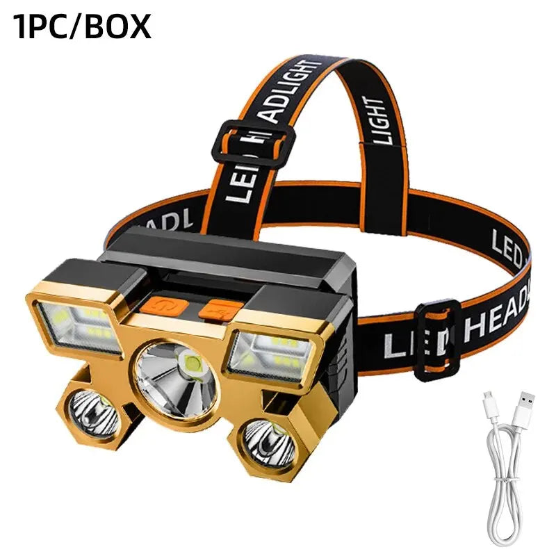 Rechargeable LED Head Torch – Camping & Fishing