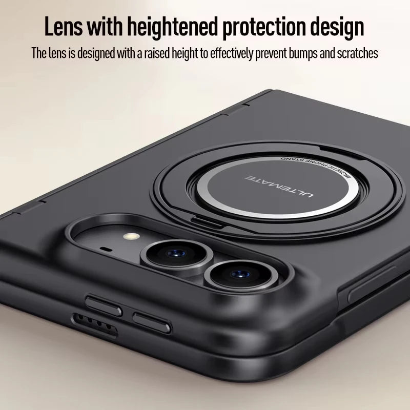 MagSafe Metal 360 Rotating Holder Case With Glass Screen Protector For iPhone