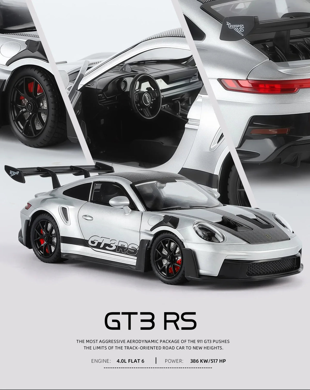 1:24 911 GT3 RS Alloy Sports Car Model Collection Ornament Toy Vehicle Diecast Miniature Voiture Boyfriend Gift