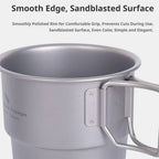 Pure Titanium Camping Cup with Lid Foldable Handle Lightweight Single Wall Mug Open Fire Coffee Tea Cup for Hiking Backpacking