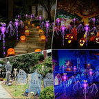 2PC/Set Halloween Outdoor Solar Garden Lights Waterproof 3D Horror Bat Skeleton Purple Orange Stake Lights House Party Decor