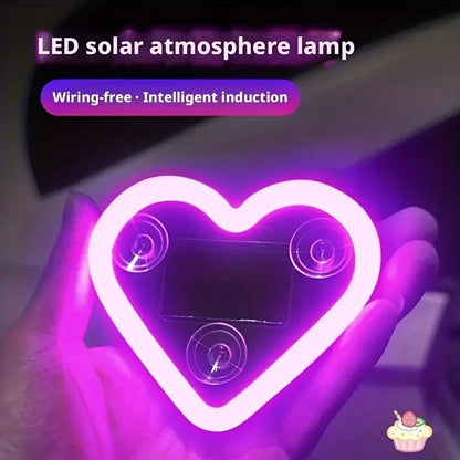 Solar LED Car Neon Lights – Heart Shape | RGB Atmosphere Light
